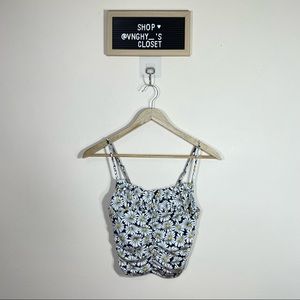 Urban Outfitters Kelsey Ruched Cropped Cami Black & White